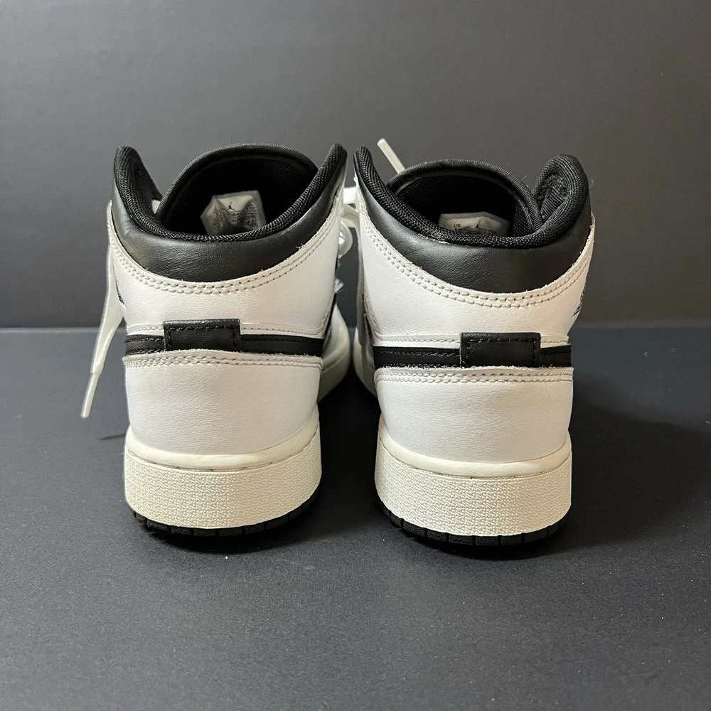 Nike Air Jordan 1 Mid GS White/Black Leather Mid Top Sneaker US 5Y DQ8423-132